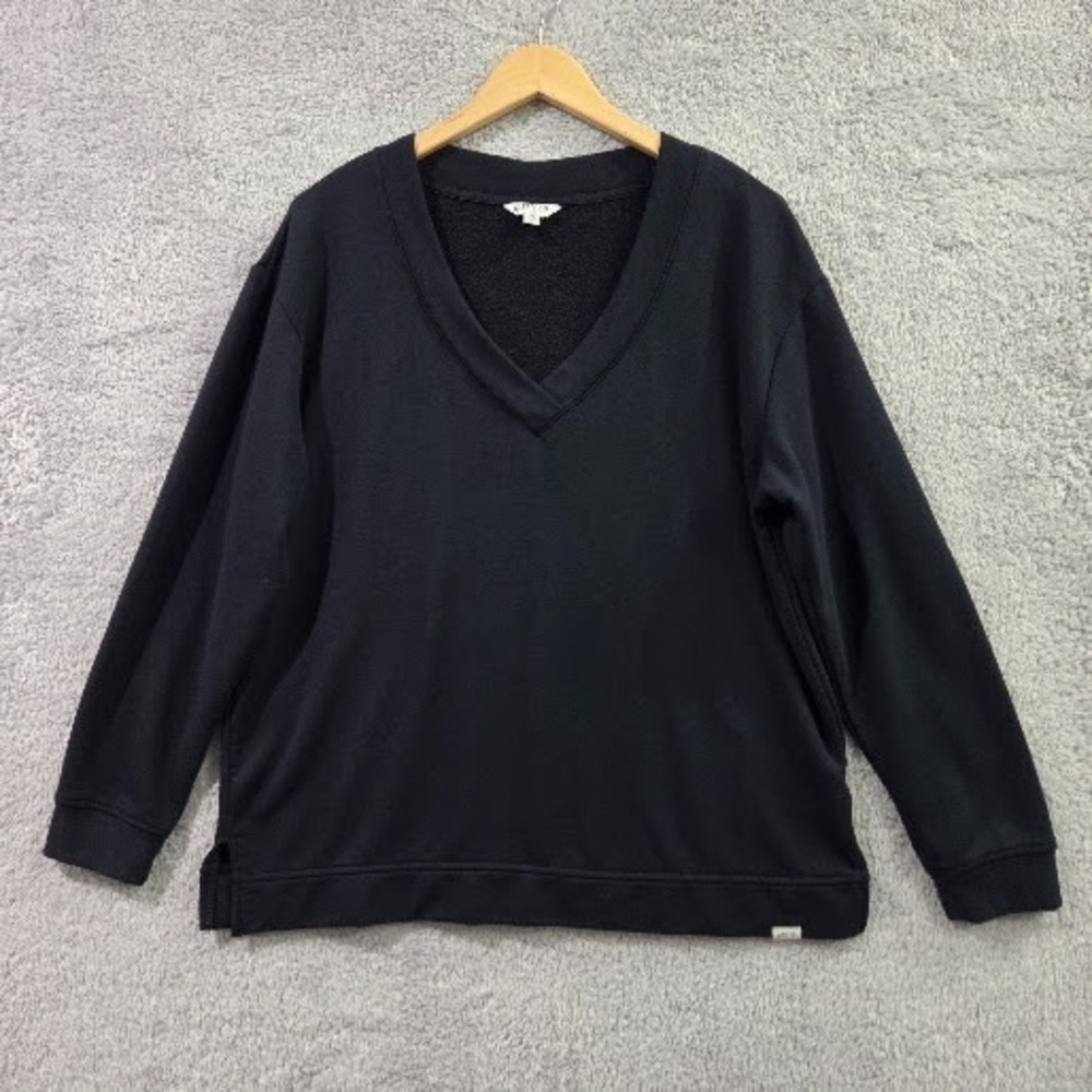 Orvis Classic Collection Black V-Neck Sweatshirt Modal Blend Size Large Soft